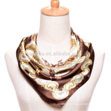 Мода женщин печати полиэфирных квадратных цепей шелковый атласный шарф